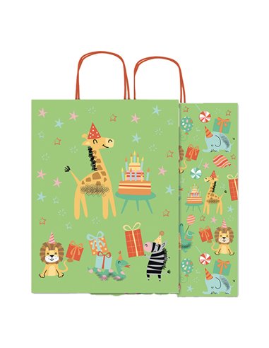 Shopper carta kraft c/manici in carta ritorta 16x21x8cm fantasie ass. Rex Sadoch SDX16ASS