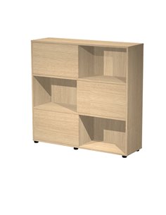 Libreria bassa a 3 ripiani ante scorr. 120X35cm H116cm ROVERE/ROVERE - Tetris 17065/CC ARTEXPORT LIBRERIE