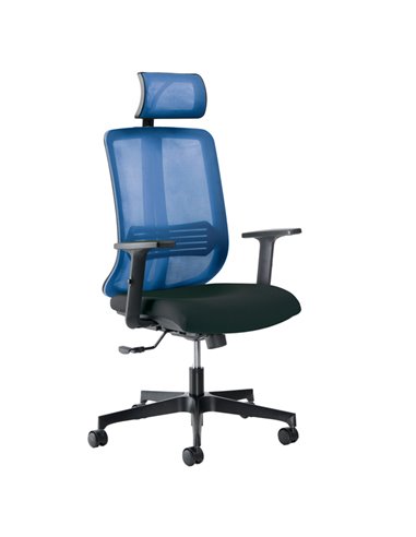 Poltrona semidirezionale Vertigo VRAPG nero/blu c/ poggiatesta e brac regolabili VRAPG/BR2D/SN/B Unisit SEDUTE DIREZIONALI