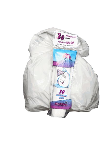 30 Sacchi bianchi bagno 40x50cm 15Lt 16µ Rolsac 10080 Rolsac SACCHI RIFIUTI