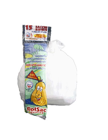 15 Sacchi BIO bianchi 42x45cm 15Lt 17µ Rolsac 10130 Rolsac SACCHI RIFIUTI