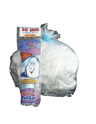 20 Sacchi azzurro trasp.50x60cm 30Lt 16µ Rolsac 10063