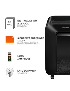 Distruggidocumenti a microframmenti LX-201 nero Fellowes 5050001 FELLOWES A FRAMMENTI E MICROFRAMMENTI 2