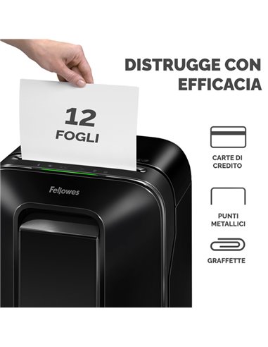 Distruggidocumenti a microframmenti LX-201 nero Fellowes 5050001 FELLOWES A FRAMMENTI E MICROFRAMMENTI