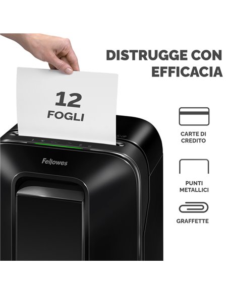 Distruggidocumenti a microframmenti LX-201 nero Fellowes 5050001 FELLOWES A FRAMMENTI E MICROFRAMMENTI
