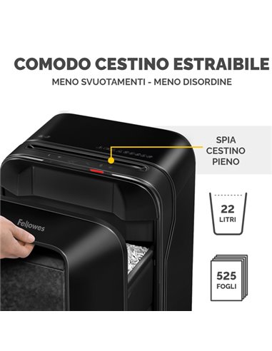 Distruggidocumenti a microframmenti LX-201 nero Fellowes 5050001 FELLOWES A FRAMMENTI E MICROFRAMMENTI
