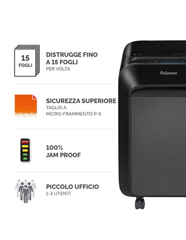 Distruggidocumenti a microframmenti LX-211 nero Fellowes 5050201 FELLOWES A FRAMMENTI E MICROFRAMMENTI