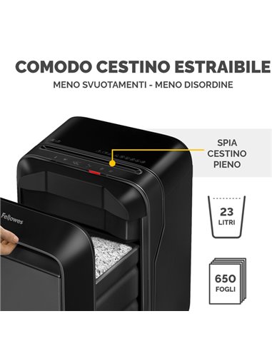Distruggidocumenti a microframmenti LX-211 nero Fellowes 5050201 FELLOWES A FRAMMENTI E MICROFRAMMENTI