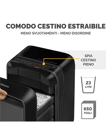 Distruggidocumenti a microframmenti LX-211 nero Fellowes 5050201 FELLOWES A FRAMMENTI E MICROFRAMMENTI