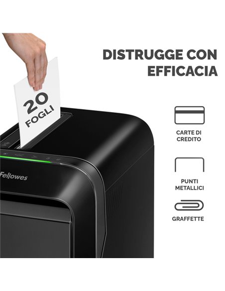 Distruggidocumenti a microframmenti LX-221 nero Fellowes 5050401 FELLOWES A FRAMMENTI E MICROFRAMMENTI