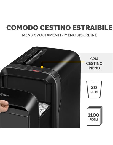 Distruggidocumenti a microframmenti LX-221 nero Fellowes 5050401 FELLOWES A FRAMMENTI E MICROFRAMMENTI