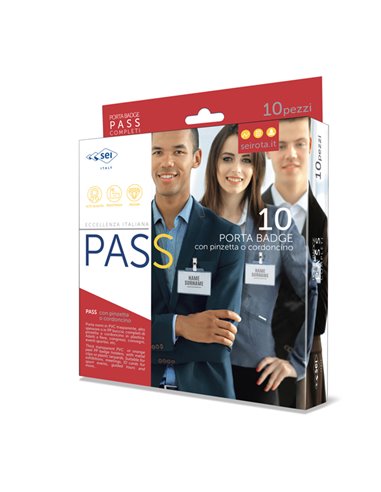 10 Portanome Pass 4E 11x7cm c/clip in metallo Sei Rota 318415 SEI ROTA PORTABADGE E ACCESSORI