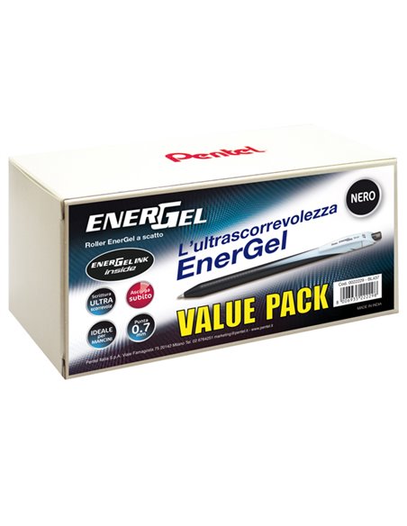 Valuepack 20+4 roller ENERGel Slim BL437 nero 0.7mm Pentel 0022229 PENTEL A SCATTO