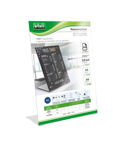 Display con base a L A4 -21x30cm Lebez 80984 LEBEZ PORTADEPLIANT DA TAVOLO