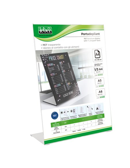 Display con base a L A4 -21x30cm Lebez 80984 LEBEZ PORTADEPLIANT DA TAVOLO