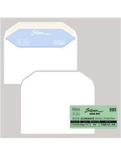 500 buste SILVER MATIC 80 FSC® gommata bianca s/finestra 110x230mm 80gr Pigna En 0388763AM