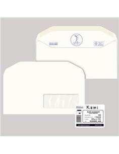 500 busteKAMI GOMMATE bianca carta riciclata FSC®c/finestra110x230mm 100gr Pigna 0250002AM