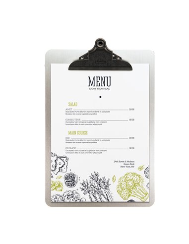 Porta MenU' in metallo A4-33,2x22,8cm con clip MC-CBA4-MT