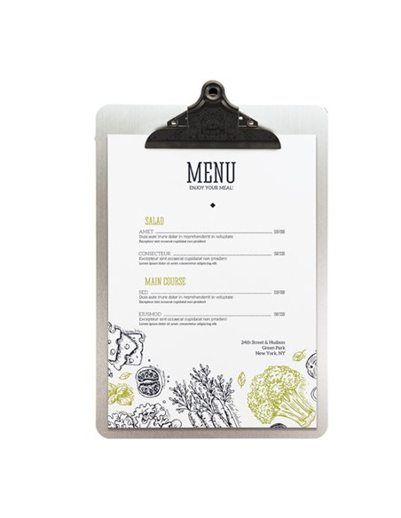 Porta MenU' in metallo A4-33,2x22,8cm con clip MC-CBA4-MT
