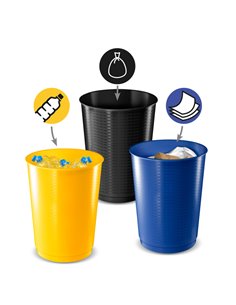 Set 3 Cestini raccolta differenziata 40Lt giallo-blu-nero 1333 Cep 1013331451