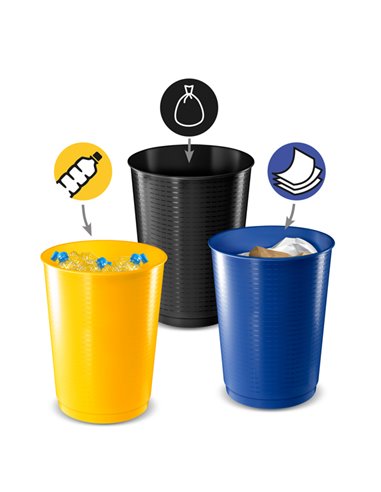 Set 3 Cestini raccolta differenziata 40Lt giallo-blu-nero 1333 Cep 1013331451