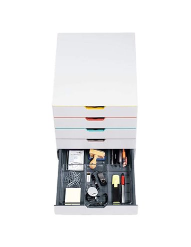 Cassettiera 5 cassetti colorati Varicolor mix5 bianco ghiaccio Durable 7625-27 DURABLE CASSETTIERE DA SCRIVANIA