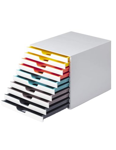 Cassettiera 10 cassetti colorati Varicolor mix10 bianco ghiaccio Durable 7630-27 DURABLE CASSETTIERE DA SCRIVANIA