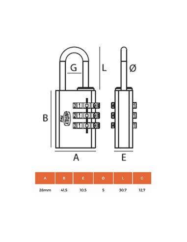 Lucchetto 30mm c/combinazione 9030C Metalplus 9030C