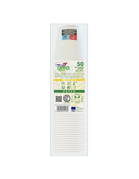 50 Bicchieri in carta con marcatura S.U.P 100ml Dopla Green 42158