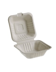 50 Vaschette Hamburger box 15x15cm Take away BIO Leone Q2022