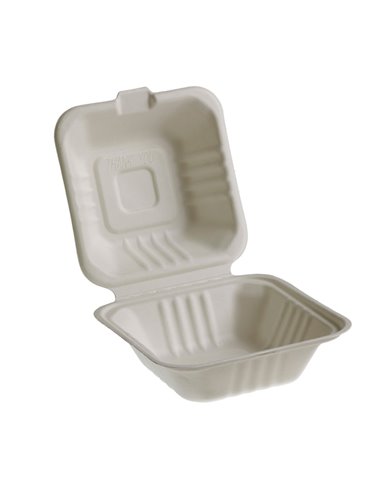 50 Vaschette Hamburger box 15x15cm Take away BIO Leone Q2022