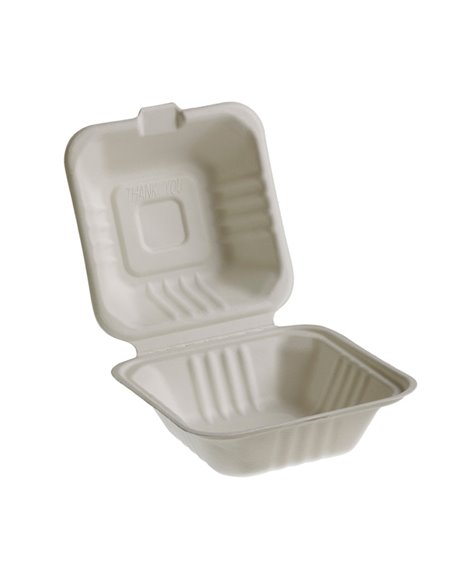 50 Vaschette Hamburger box 15x15cm Take away BIO Leone Q2022
