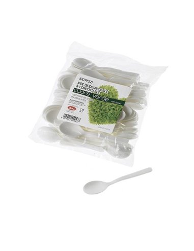 100 Cucchiaino in CPLA 10 cm bianco Leone Q2043.S LEONE POSATE MONOUSO
