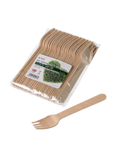 48 Forchette in legno 16cm Leone Q1013 LEONE POSATE MONOUSO