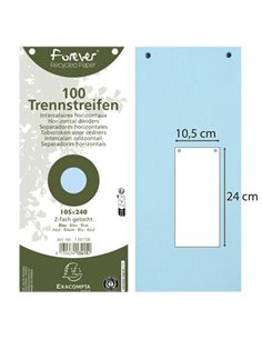Conf.100 Divisori orizz. riciclati 105x240mm forati azzuro13415B Exacompta 13415B EXACOMPTA DIVISORI-SEPARATORI CON TASTI NEUTRI