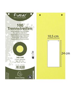 Conf. 100 Divisori orizz. riciclati 105x240mm forati giallo 13425B Exacompta 13425B EXACOMPTA DIVISORI-SEPARATORI CON TASTI N...