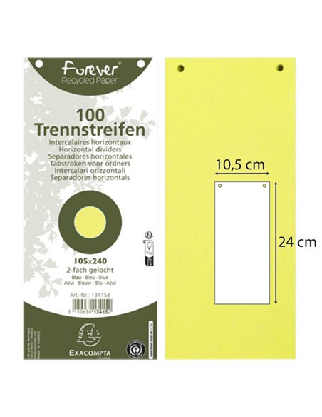 Conf. 100 Divisori orizz. riciclati 105x240mm forati giallo 13425B Exacompta 13425B EXACOMPTA DIVISORI-SEPARATORI CON TASTI N...