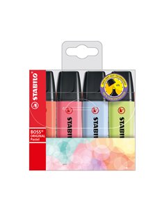 Astuccio 4 evidenziatori Stabilo Boss pastel lime/ciliegio/ghiaccio/corallo 70/4-3