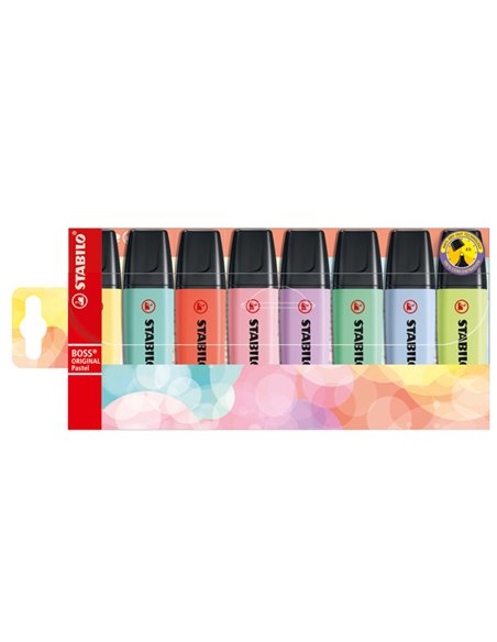 Astuccio 8 evidenziatori Stabilo Boss pastel 4+4 colori new 70/8-3 STABILO COLORE LIQUIDO