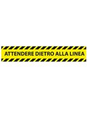 Conf. 5 adesivi da terra L45xH8cm "ATTENDERE DIETRO LA LINEA" 1605065