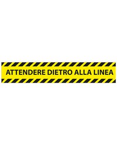 Conf. 5 adesivi da terra L45xH8cm "ATTENDERE DIETRO LA LINEA" 1605065