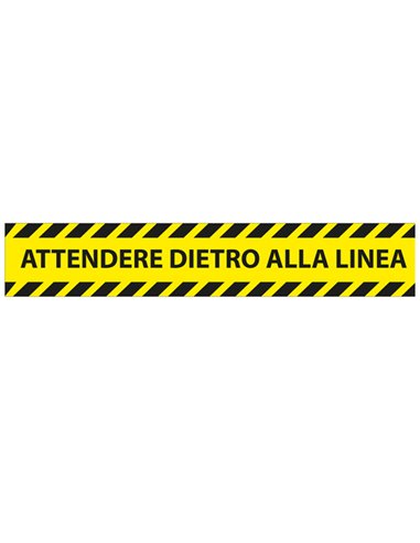 Conf. 5 adesivi da terra L45xH8cm "ATTENDERE DIETRO LA LINEA" 1605065