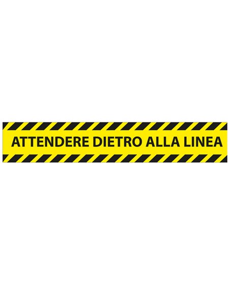 Conf. 5 adesivi da terra L45xH8cm "ATTENDERE DIETRO LA LINEA" 1605065