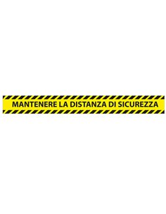 Conf. 5 adesivi da terra L90xH10cm "MANTENERE LA DISTANZA DI SICUREZZA" 1605066