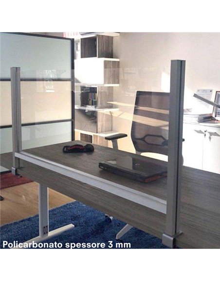 Schermo protettivo da scrivania H60xL102cm con morsetto alluminio silver PTA3-105