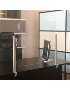Schermo protettivo da scrivania Slim H65xL107cm con morsetto alluminio silver 1605056