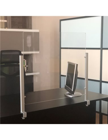 Schermo protettivo da scrivania Slim H65xL107cm con morsetto alluminio silver 1605056