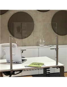 Schermo protettivo da scrivania Slim H65xL107cm con morsetto alluminio silver 1605056 2