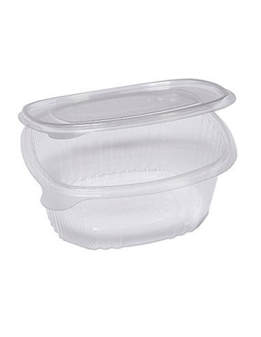 Pack 50 contenitori ovali in PET con coperchio incernierato 16x13,5cm Europack 1507207501 EUROPACK CONTENITORI PER ALIMENTI-B...