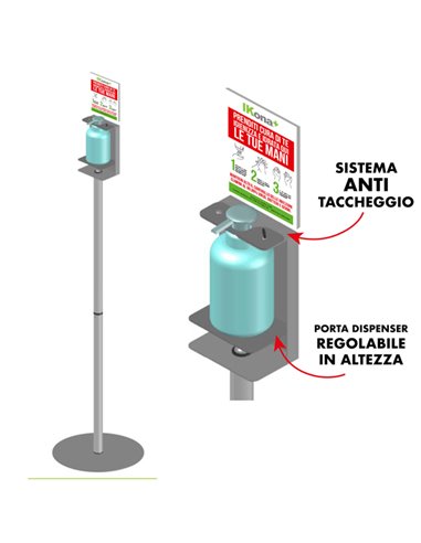 Piantana da terra con supporto per dispenser regolabile CM. 140 H 12520